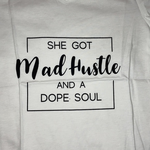 White Printed Lettering V Neck Short Sleeve Shirt - Picture 12 of 13